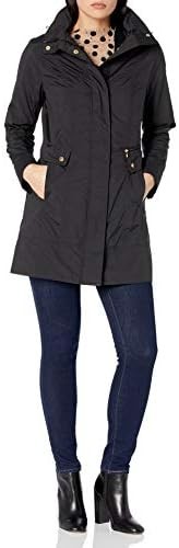Cole Haan Women's Packable Hooded Rain Jacket with Bow