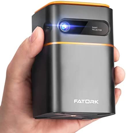 Mini Projector, FATORK 5G WiFi DLP Smart Portable Movie Projectors, Pocket Monster Outdoor Projector for Phone 1080P HD Support Wireless Video Travel Short Throw, Compatible with iOS/Android/HDMI/USB