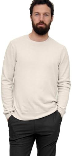 State Cashmere Men's Essential Crewneck Sweater 100% Pure Cashmere Classic Long Sleeve Pullover